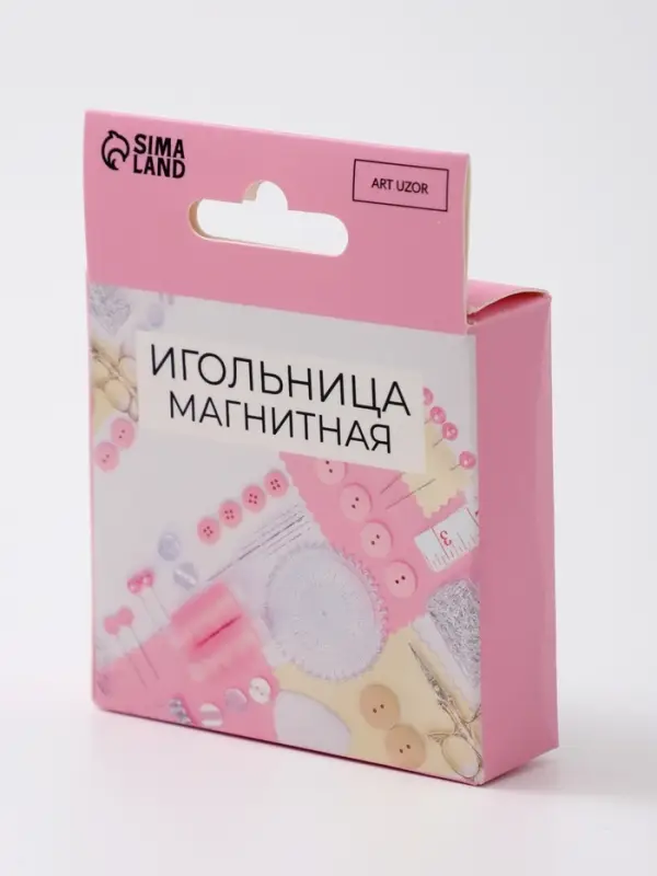 Игольница магнитная с ножом для ниток, d=7 см, розовая