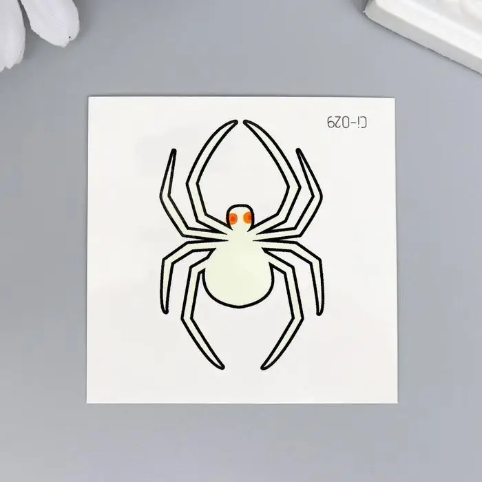 Переводная тату на тело светящаяся «Пауки», 6×6 см, МИКС Переводная тату на тело светящаяся «Пауки», 6×6 см, МИКС