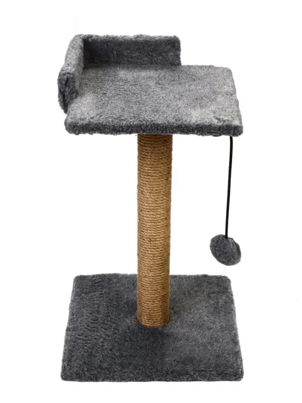 Когтеточка - столбик Petmil &laquo;Релакс&raquo;, 60&times;35&times;35 см, с полкой - лежанкой и игрушкой, джут, серая