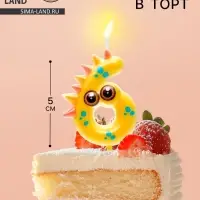 Свеча для торта цифра 6 &laquo;Зверюшка&raquo;, 5 см