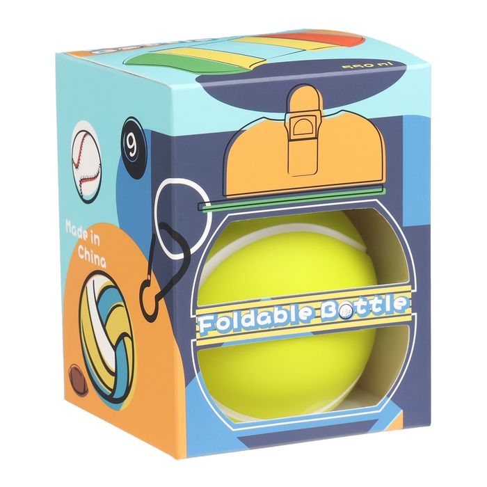 Бутылка для воды, 550 мл,  Бутылка для воды, 550 мл, "Теннисный мяч" складная, 18 х 8.7 см