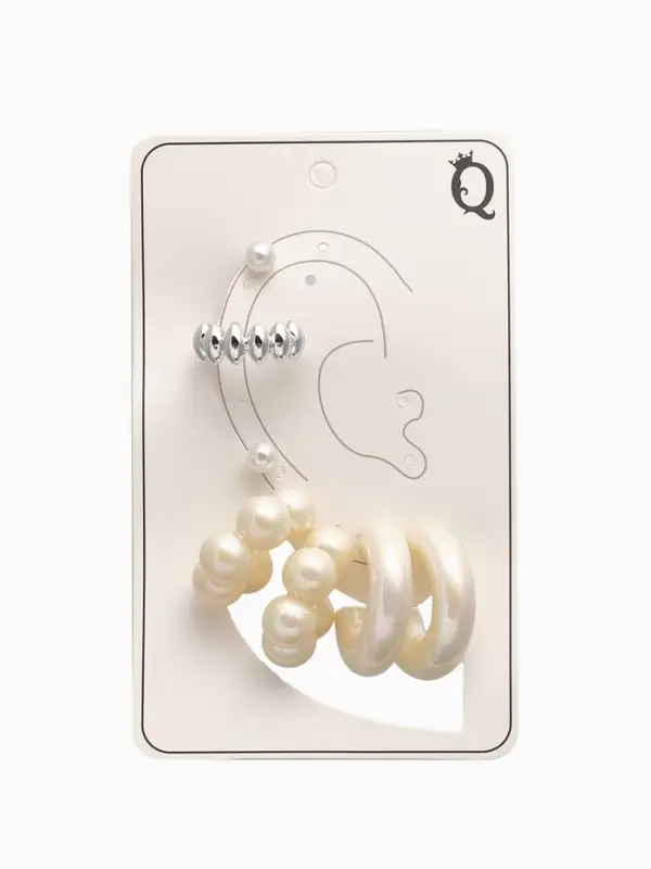 Набор серьги и каффы 7 шт Набор серьги и каффы 7 шт "Нежность", цветной в серебре