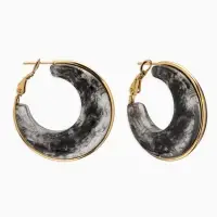 Серьги-кольца акрил "Тренд", цвет чёрный в золоте