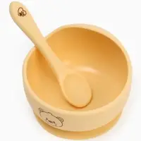 Тарелка детская на присоске и ложка, молочный, Mum&Baby Тарелка детская на присоске и ложка, молочный, Mum&Baby