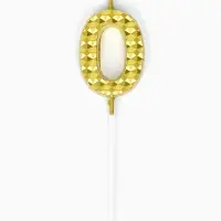Свеча для торта &laquo;Элемент&raquo;, цифра "0" золотая