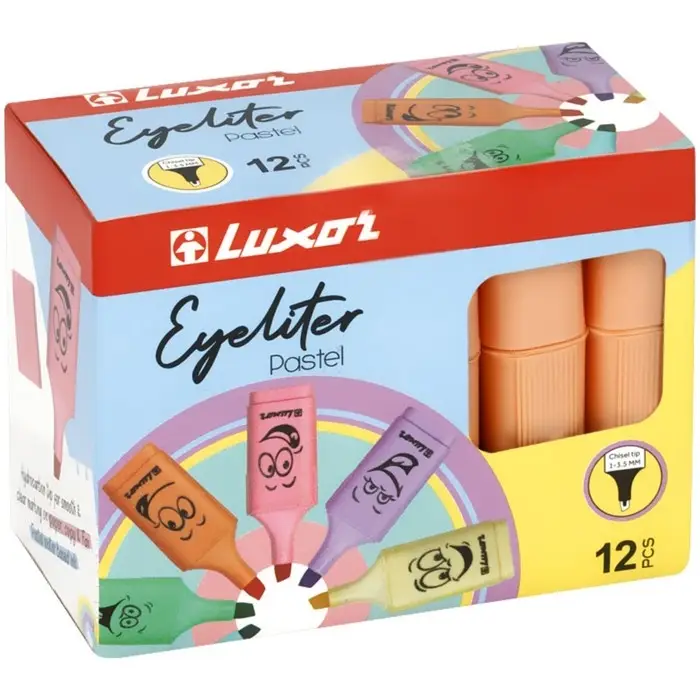 Маркер текстовыделитель Luxor Eyeliter Pastel, 1.0-4.5 мм, чернила на водной основе, пастельный оранжевый