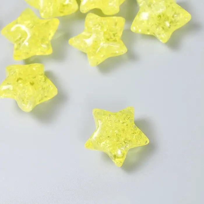Бусина для рукоделия и плетения «Арт Узор. Звезда. Колотый лёд», пластик, прозрачно-жёлтая, 1.3×2.6×2.6 см