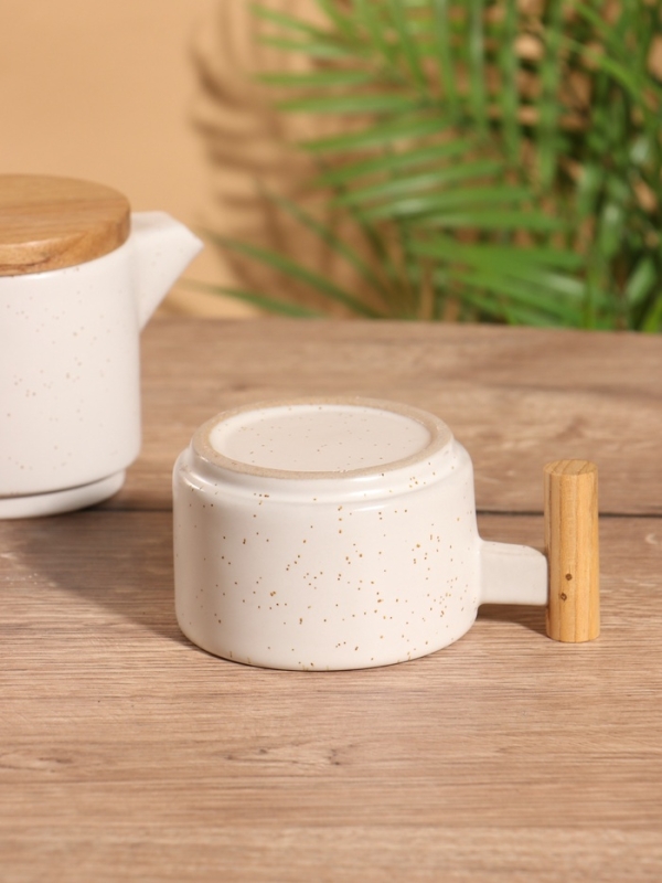 Набор для чаепития «Атика» керамический, белый, чайничек + кружка