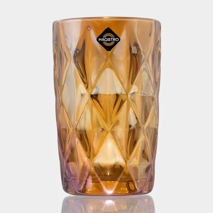 Стаканы Magistro &laquo;Круиз&raquo;, 350 мл, 8&times;12.5 см, набор 6 шт., стекло, янтарные
