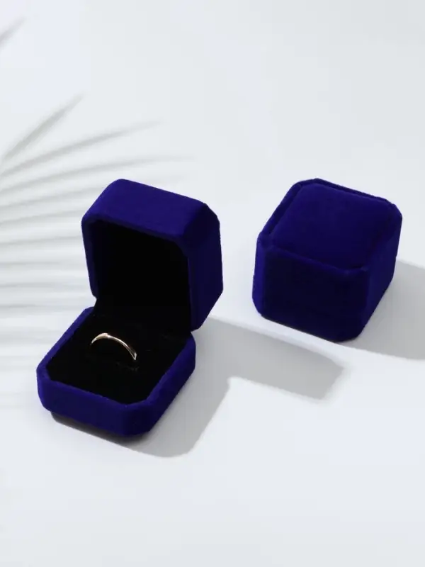 Футляр под кольцо, серьги &laquo;Геометрия&raquo;, бархатный, 5&times;5.5&times;4 см, синий