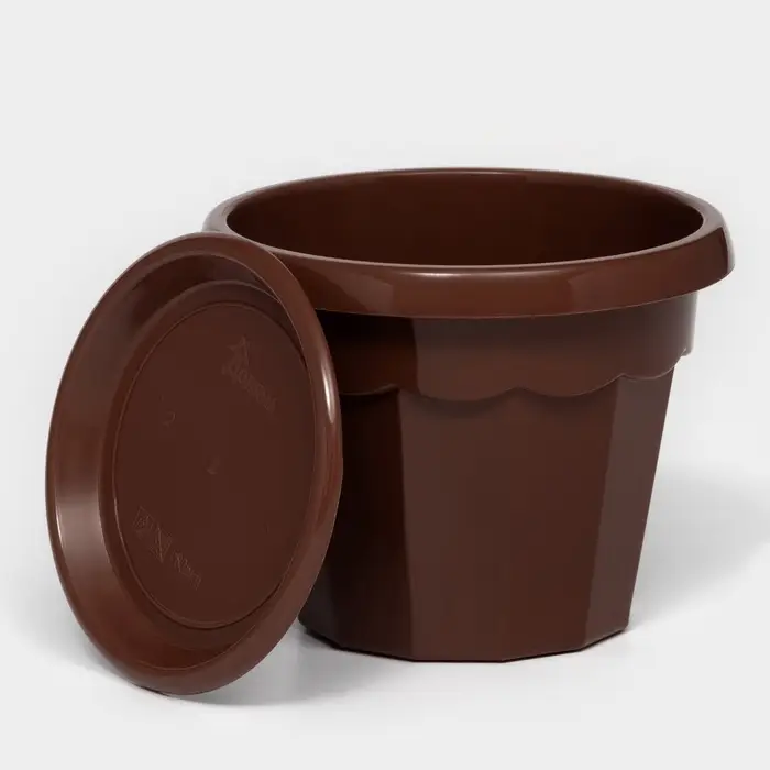 Горшок для цветов с поддоном «Доляна. Эрика», 700 мл, пластиковый, коричневый Горшок для цветов с поддоном «Доляна. Эрика», 700 мл, пластиковый, коричневый
