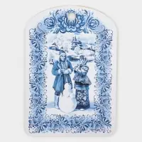 Доска разделочная Дарим Красиво &laquo;Гжель.Снеговик&raquo;, 19.5&times;27.5&times;0.6 см, дерево, рисунок МИКС