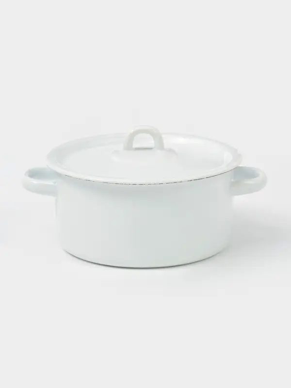 Кастрюля эмалированная, 2 л, d=19.5 см, с крышкой, без декора, белая