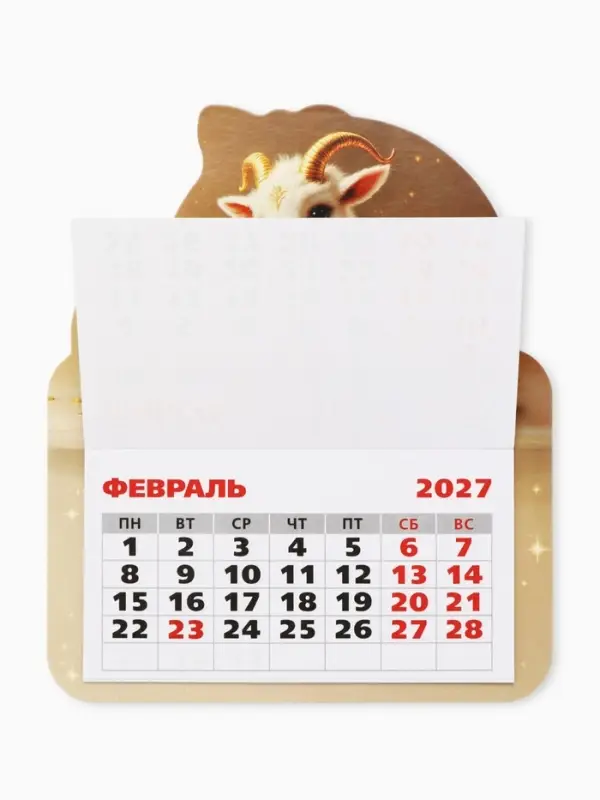 Календарь 2027, на магните, фигурный &laquo;Милые козлята&raquo;