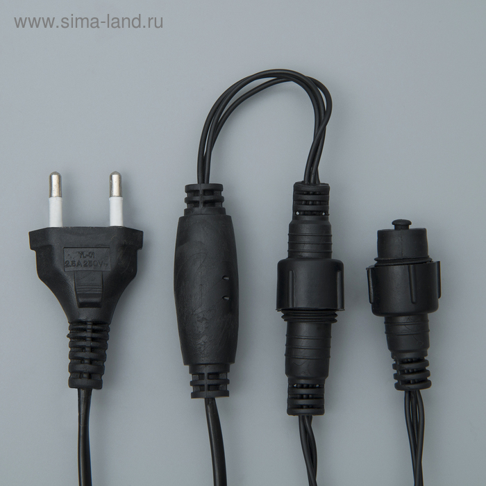 Гирлянда «Нить» 10 м, IP44, УМС, тёмная нить, 100 LED, свечение бело-синее, мигание, 220 В Гирлянда «Нить» 10 м, IP44, УМС, тёмная нить, 100 LED, свечение бело-синее, мигание, 220 В