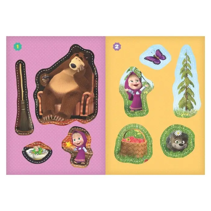 Книга с аппликациями, 20 стр., А5, Маша и Медведь