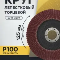 Круг лепестковый торцевой конический ТУНДРА, 125&times;22 мм, Р100