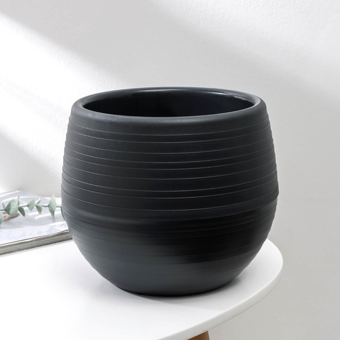 Горшок для цветов с поддоном «Япония», 2 л, цвет графитовый Горшок для цветов с поддоном «Япония», 2 л, цвет графитовый