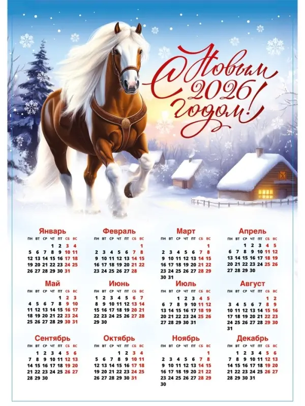 Календарь 2026 «С новым годом!», А3 Календарь 2026 «С новым годом!», А3