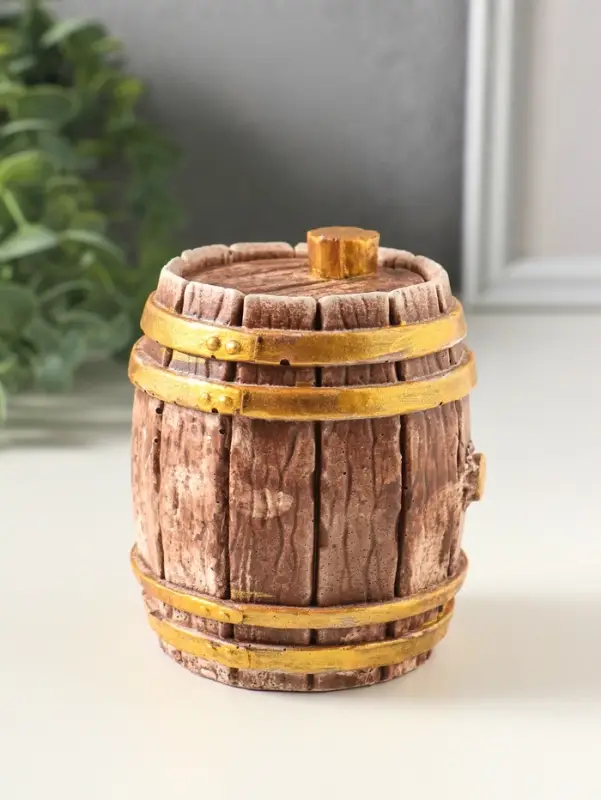 Шкатулка с крышкой для украшений &laquo;Бочка&raquo;, 9&times;7&times;7 см, коричневая