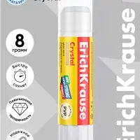 Клей-карандаш, ErichKrause Crystal, PVP, прозрачный, 8 г