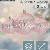 Ёлочные шары &laquo;Эйдонс&raquo;, d=8 см, набор 3 шт., розовые