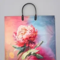 Пакет "Цветы ассорти", полиэтиленовый с пластиковой ручкой, 38 х 34 + 3 см, 90 мкм