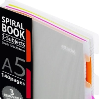 Бизнес-тетрадь 140л,кл,А5,SPIRAL BOOK Серый,евроспир,обл.пласт,раздел.84109