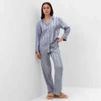Пижама женская (рубашка, брюки) KAFTAN "Полоска", серо-голубой, р.52-54
