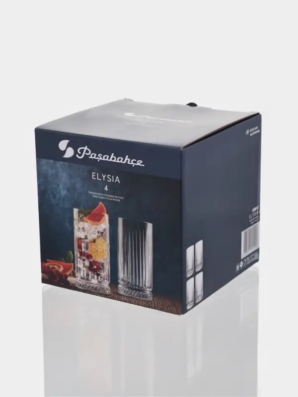 Стаканы Paşabah&ccedil;e Elysia, 450 мл, набор 4 шт., стекло, прозрачные