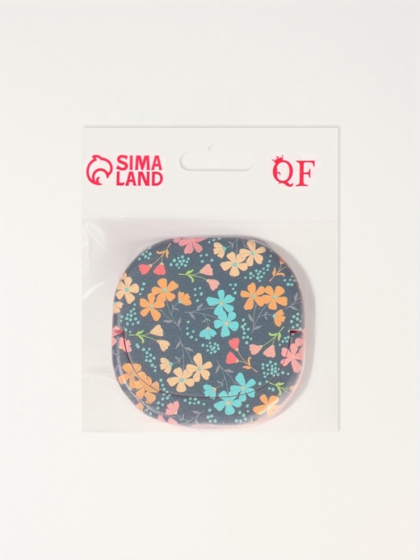 Зеркало карманное «Узор», с подставкой, 8 × 8 см, цвет чёрный