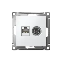 Розетка ATLASDESIGN двойная ТВ + компьютерная RJ45 категория  5Е белый