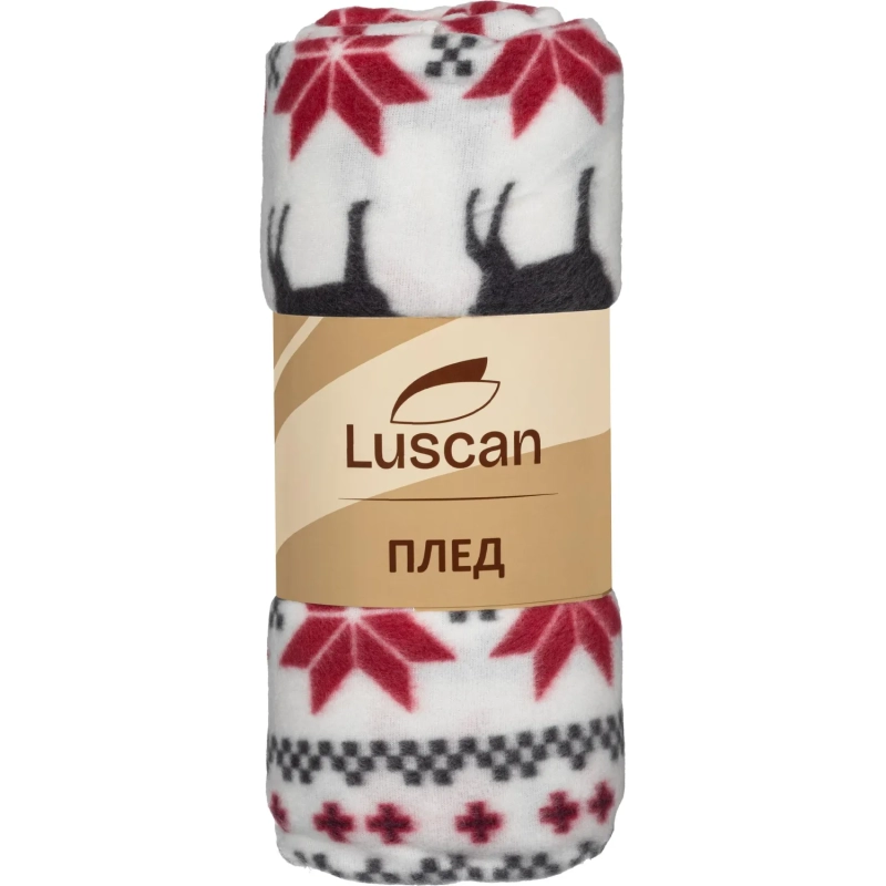 Плед флис Luscan, 130х170 см, 160 г/м2, олени разноцветный
