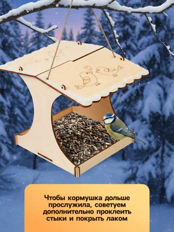 Кормушка - конструктор из ХДФ для птиц &laquo;Синичник&raquo;, своими руками, 24&times;18&times;18.5 см, Greengo