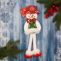 Игрушка мягкая &laquo;Снеговик в костюме с орнаментом, в шляпке&raquo; 9.5&times;30 см, красно-зелёный