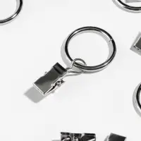 Кольцо для карниза, с зажимом, d=23/30 мм, 20 шт., цвет серебряный