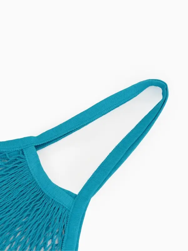 Сумка - авоська плетёная, клетка 1.5 см, синяя