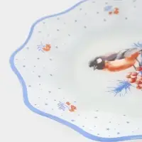 Тарелка обеденная цветок "Снегири на ветке" 25х2 см Тарелка обеденная цветок "Снегири на ветке" 25х2 см