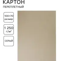 Картон переплётный (обложечный) 2.0 мм, 70&times;100 см, 1250 г/м&sup2;, серый