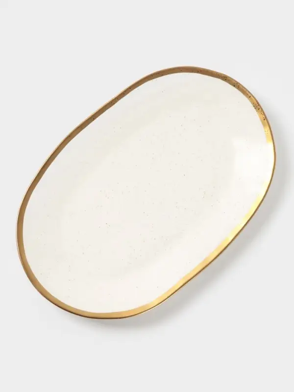 Блюдо сервировочное Magistro Poursephona, 37&times;24 см, фарфор, бежевое