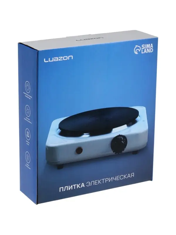 Плитка электрическая Luazon LHP-002, 1 конфорка, 1000 Вт, нагреватель диск, чёрная
