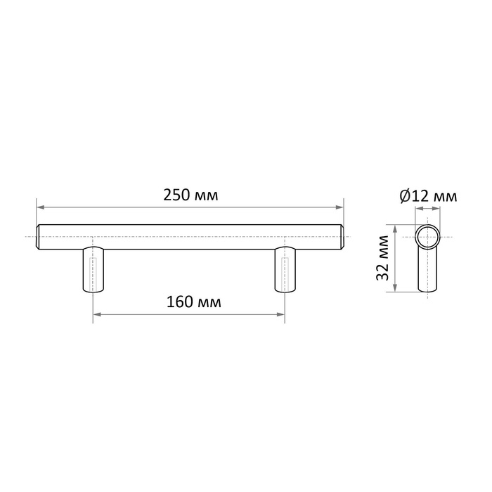 Ручка рейлинг CAPPIO FRIDA, нерж. сталь, d=12 мм, м/о 160 мм, цвет золото