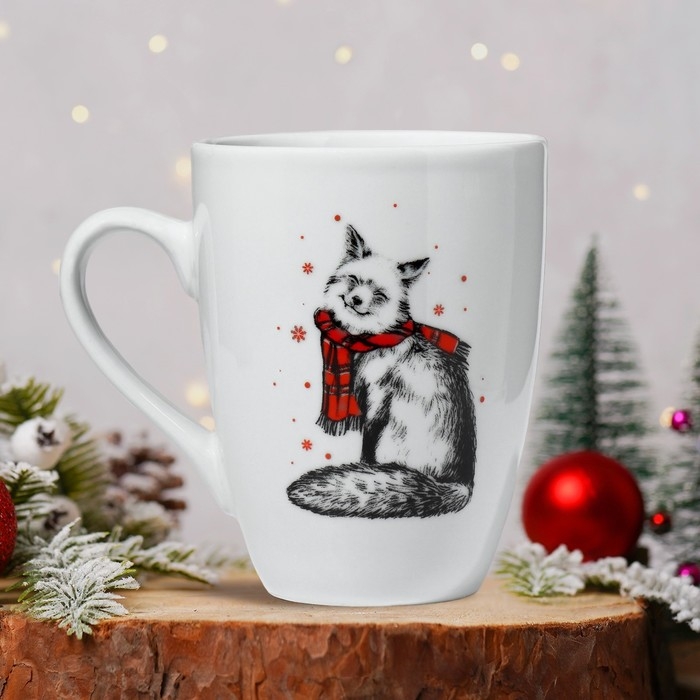 Кружка новогодняя керамическая «Лесные жители», 350 мл, цвет белый