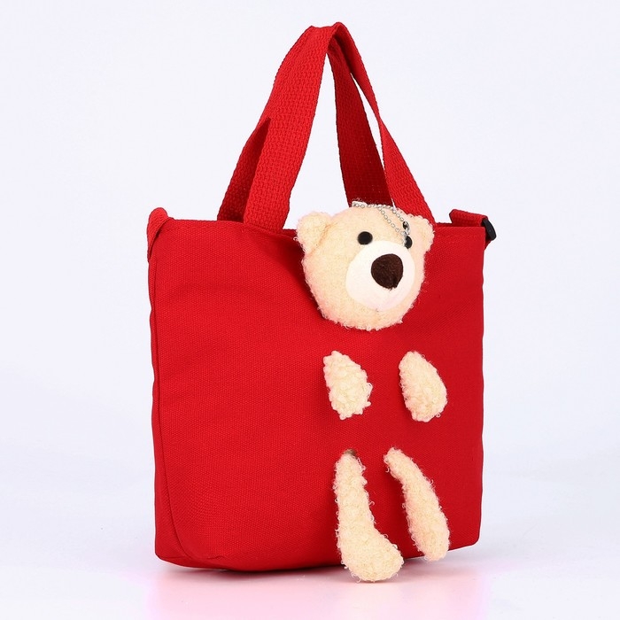 Сумка детская с игрушкой на молнии, цвет красный