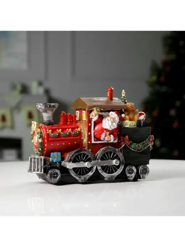 Светодиодная фигура &laquo;Паровоз с Дедом Морозом&raquo; 26.5&times;19.5&times;12.5 см, полистоун, от батареек ААх3, USB, свечение мульти