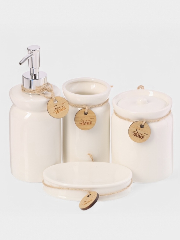 Набор для ванной 4 предмета (дозатор для мыла, стакан, мыльница, емкость для ватных дисков) 102275 Набор для ванной 4 предмета (дозатор для мыла, стакан, мыльница, емкость для ватных дисков) 102275