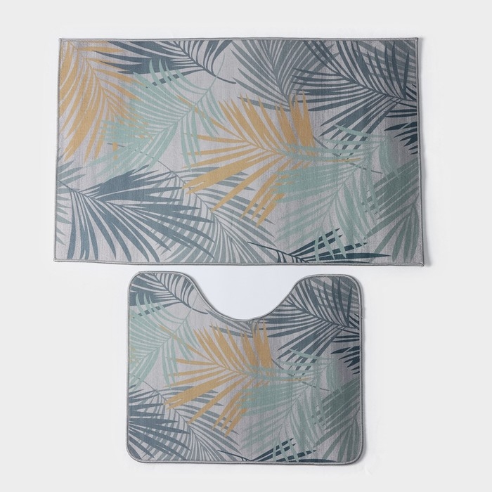 Коврики для ванной и туалета Доляна «Тропики», 2 шт: 50×80 см, 40×50 см Коврики для ванной и туалета Доляна «Тропики», 2 шт: 50×80 см, 40×50 см