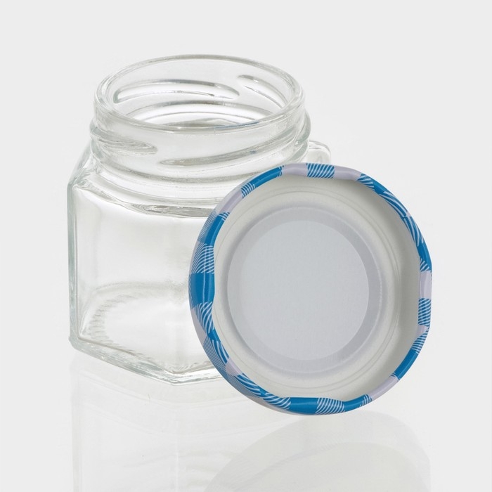 Банка стеклянная для хранения сыпучих продуктов «Классика», 65 мл, 5,5×5,4 см, с металлической крышкой, цвет синий
