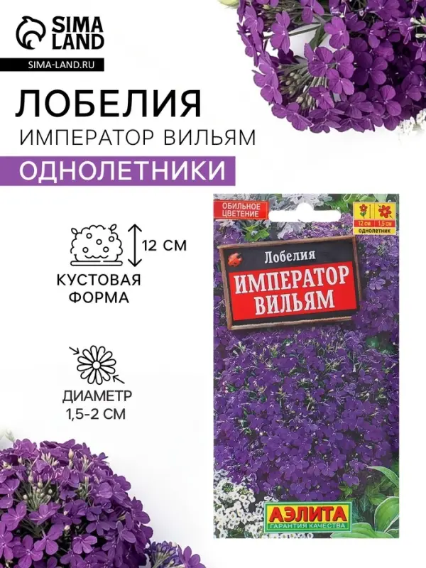 Семена цветов Лобелия &laquo;Император Вильям&raquo;, 0.05 г, однолетник, &laquo;Аэлита&raquo;