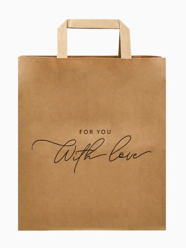 Пакет подарочный крафтовый For you with love, 24 х 28 х 14 см